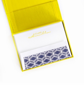 Petite Yellow Silk Stationery Box - P16