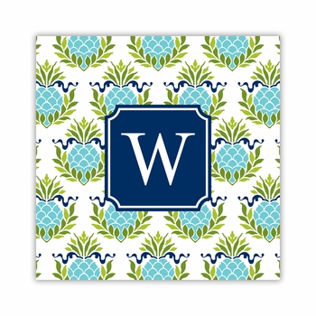 pineapple repeat teal square paper coaster<br>set of 50