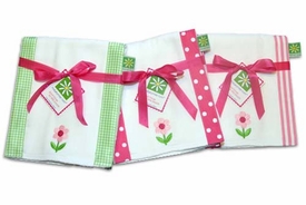 pink and green flower burp cloth set