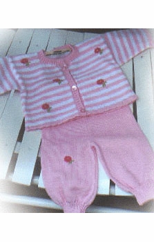 Pink and White Stripe Posies Sweater