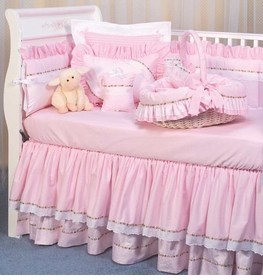 pink celeste and checker crib bedding by blauen