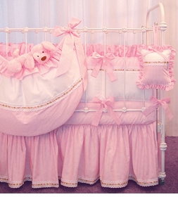 Pink Checker and Primel Crib Bedding