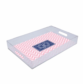 pink chevron lucite tray