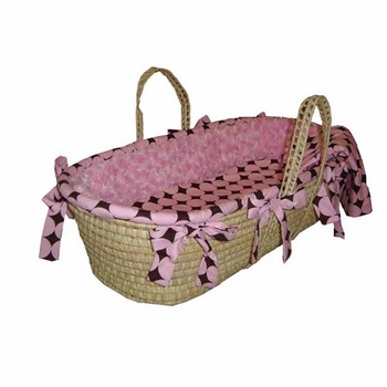 pink cocoa dot moses basket <br>  Please contact us for pricing
