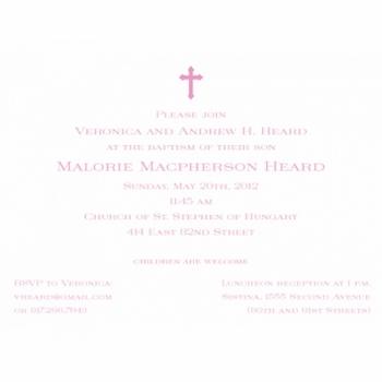 pink cross baptism invitations