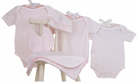 Pink Dots Layette Set, 6 Piece