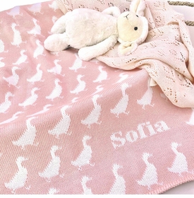 Pink Ducks Baby Blanket