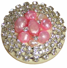 Pink Freshwater Pearl Cluster & Rhinestone Drawer Knob