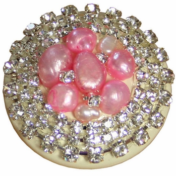 Pink Freshwater Pearl Cluster & Rhinestone Drawer Knob