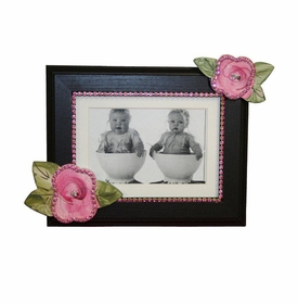 Pink Roses with Bling Dark Picture Frame