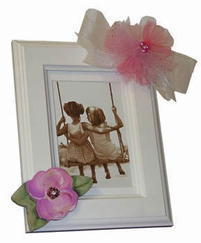 pink tulle and rose picture frame
