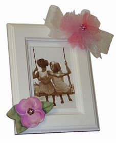 Pink Tulle and Rose Picture Frame
