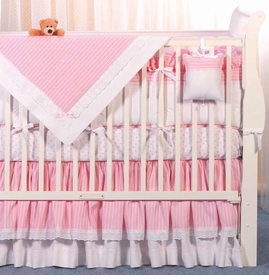 pink tuxedo stripe crib bedding by blauen