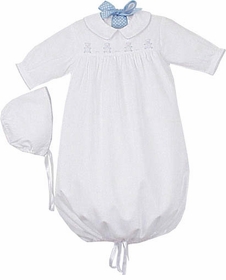Auraluz Pique Gown and Bonnet with Teddy Bear Embroidery