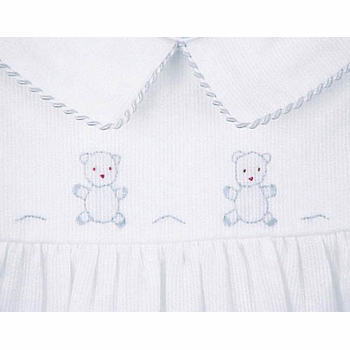 Auraluz Pique Gown and Bonnet with Teddy Bear Embroidery