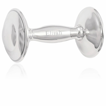 Plain Sterling Silver Baby Barbell Rattle