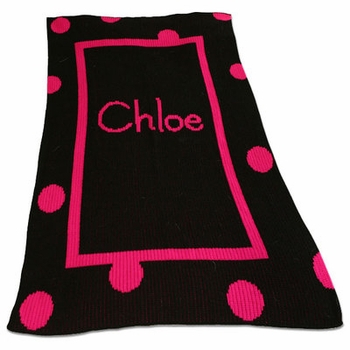 polka dot solid border name throw