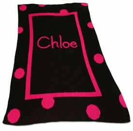 Polka Dot Solid Border Name Throw