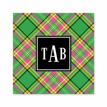 preppy plaid square paper coaster<br>set of 50