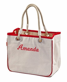 Red Accented Rope Tote