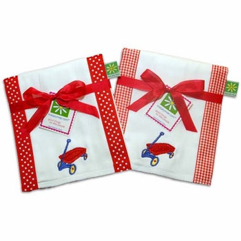 red wagon burp cloth set