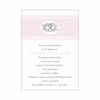 rose monogram baptism invitations