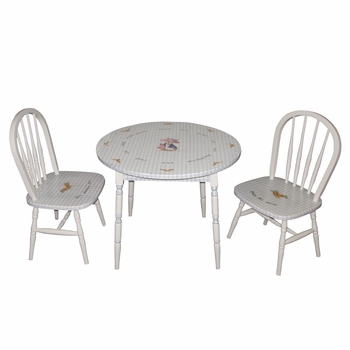 Round Play Table and Chair Set - Enchanted Forest Blue Gingham
