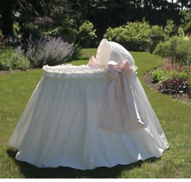 ruffles and bows bassinet <br> (contact us for pricing)