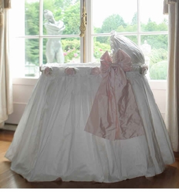 ruffles roses n bows bassinet <br> (contact us for pricing)