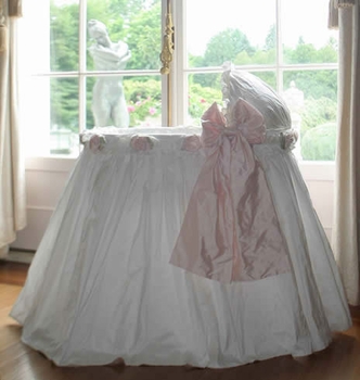 ruffles roses n bows bassinet <br> (contact us for pricing)