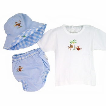 safari embroidered puff pants sun set - blue - by gordonsbury