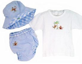 safari embroidered puff pants sun set - blue - by gordonsbury