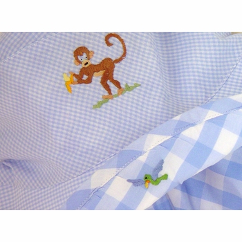 safari embroidered puff pants sun set - blue - by gordonsbury