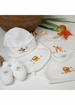 safari premium embroidered layette set by gordonsbury
