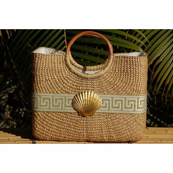 Sage Greek Key Becky Bag