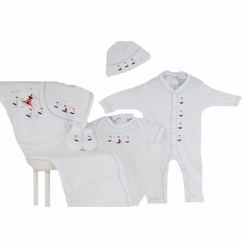 sailing away premium embroidered layette set by gordonsbury
