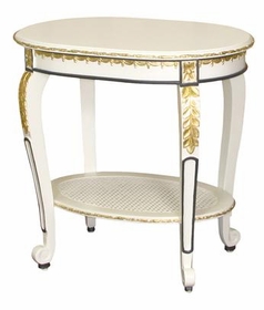 Sandrine Table (White with Navy/Gold Gilding)