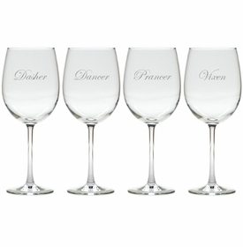 Santas Reindeer Set of 8 Wine Glasses