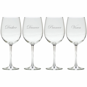 santas reindeer set of 8 wine glasses