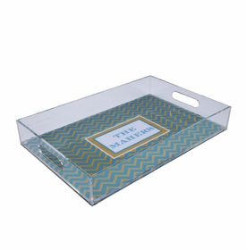 santorini chevron lucite tray