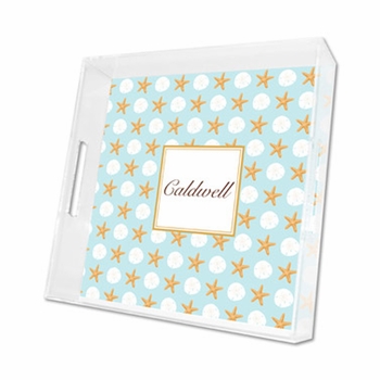 seashore lucite tray - square