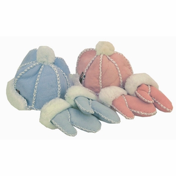sheepskin hat and mittens set