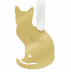 Short Haired Cat Christmas Ornament - Gold