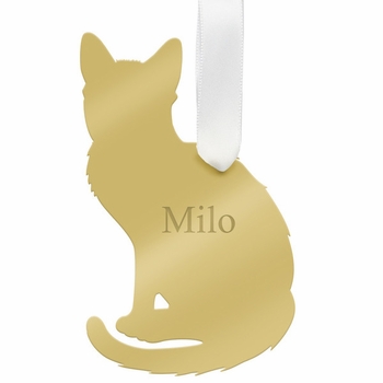 Short Haired Cat Christmas Ornament - Gold