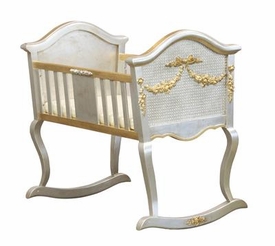 Silver Gold Cradle with Applique Moulding and Caning