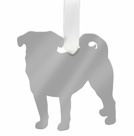 Silver Pug Christmas Ornament
