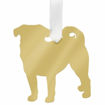Silver Pug Christmas Ornament
