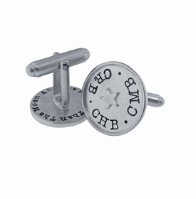 Silver Rimmed Cuff Links with Accents