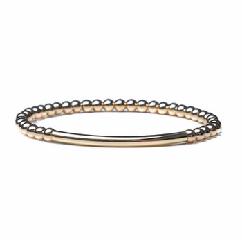 single bar of gold beaded bracelet - 4mm