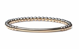 Single Bar of Gold Beaded Bracelet - 4mm